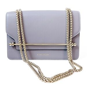 Strathberry East West Leather Crossbody Shoulder Bag Frost Grey